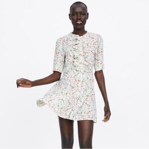 Zara the Tiffany lightweight floral ruffle mini dress size XS NWTS